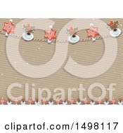 Poster, Art Print Of Christmas Reindeer And Star Banner Border Background Over A Cardboard Texture
