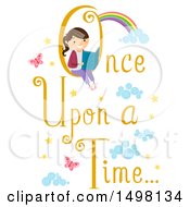 Poster, Art Print Of Girl Reading A Book In A Once Upon A Time Text Design