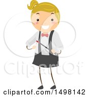 Clipart Of A Girl Performing A Magic Trick With A Wand Royalty Free Vector Illustration