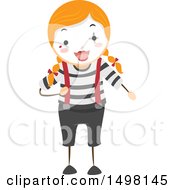 Clipart Of A Girl In A Mime Pose Royalty Free Vector Illustration