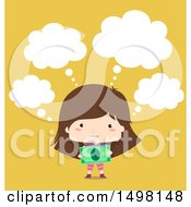 Poster, Art Print Of Happy Girl Thinking And Holding Cash Money