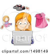 Poster, Art Print Of Girl Shopping On A Laptop