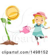 Poster, Art Print Of Girl Watering An Investment Plant