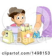 Poster, Art Print Of Girl Watching Her Mother Purchase Items With A Credit Card