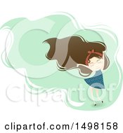 Clipart Of A Free Spirited Girl Dancing Royalty Free Vector Illustration