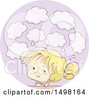 Clipart Of A Sketched Blond Girl Thinking Royalty Free Vector Illustration