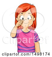 Poster, Art Print Of Red Haired Girl Pointing To Her Nose