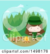 Camping Scout Girl