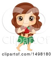 Clipart Of A Girl Eve Holding An Apple Royalty Free Vector Illustration
