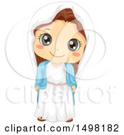 Clipart Of A Girl In A Virgin Mary Costume Royalty Free Vector Illustration