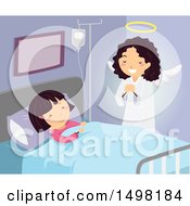Poster, Art Print Of Guardian Angel Watching Over A Girl In A Hospital