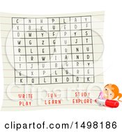 Poster, Art Print Of Girl Doing A Word Search Game