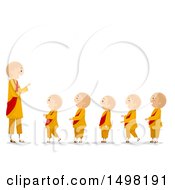 Poster, Art Print Of Monk And A Line Of Children