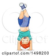 Happy Boy Doing A Hand Stand