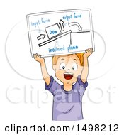 Boy Holding Up A Drawing Explaining Inclined Plane