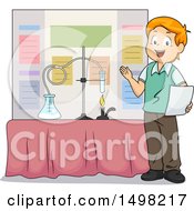 Clipart Of A School Boy Presenting A Science Fair Experiement Royalty Free Vector Illustration