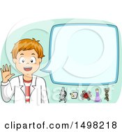 Poster, Art Print Of School Boy In A Lab Coat Discussing Science