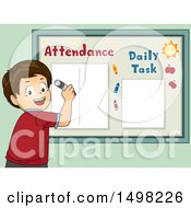 Poster, Art Print Of Boy Writing On An Attendance Board