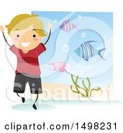 Poster, Art Print Of Happy Boy At An Aquarium For A Field Trip