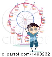 Poster, Art Print Of Happy Boy At A Theme Park For A Field Trip