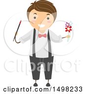Poster, Art Print Of Boy Performing A Magic Trick With Flowers