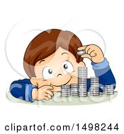 Poster, Art Print Of Boy Counting And Stacking Coins