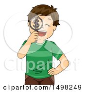 Poster, Art Print Of Boy Holding A Dollar Symbol Magnifying Glass
