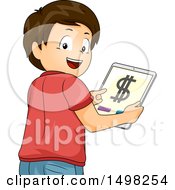 Poster, Art Print Of Boy Holding A Tablet With A Money App On The Screen