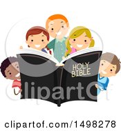 Poster, Art Print Of Group Of Children With A Holy Bible