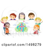 Poster, Art Print Of Group Of Children With A Peace Banner