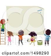 Poster, Art Print Of Group Of Children Posting A Sign