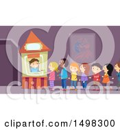 Poster, Art Print Of Line Of Kids At A Ticket Booth