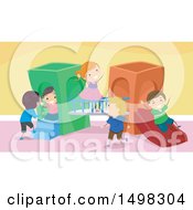 Poster, Art Print Of Group Of Children Playing On An Indoor Playground