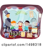 Poster, Art Print Of Group Of Children Looking Through A Magic Shop Window