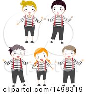 Clipart Of Boys And Girls In A Mime Pose Royalty Free Vector Illustration by BNP Design Studio