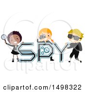 Poster, Art Print Of Group Of Children With Spy Text And Gear