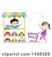 Poster, Art Print Of Boy And Girl Playing Grocery Store