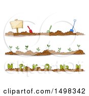 Clipart Of Soil Borders With Gardening Tools Royalty Free Vector Illustration