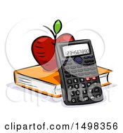 Poster, Art Print Of Scientific Calculator With A Book And Apple