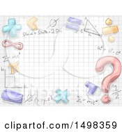 Poster, Art Print Of Border Of Math Symbols And Formulas Over Graph Paper
