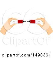 Clipart Of A Pair Of Hands Holding Magnets With North And South Pole Mark Repelling Each Other Royalty Free Vector Illustration by BNP Design Studio