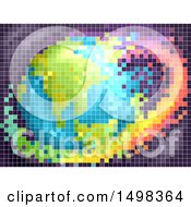 Clipart Of A Pixelated Colorful Earth Royalty Free Vector Illustration
