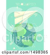 Poster, Art Print Of Paper Plane Flying Around Planet Earth