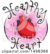 Poster, Art Print Of Round Icon With A Heart And Pulse