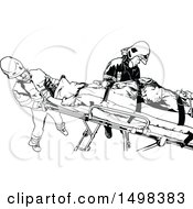 Clipart Of A First Responder Paramedics Team Tending To A Patient Royalty Free Vector Illustration by dero
