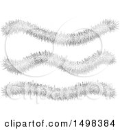 Clipart Of Silver Christmas Tinsel Garland Decorations Royalty Free Vector Illustration