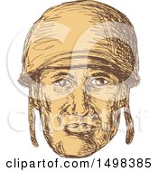 Poster, Art Print Of Sketched World War Two American Soldier Face
