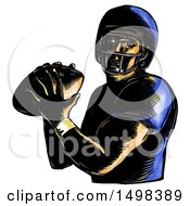 Clipart Of A Quarterback American Football Player In Sketch Style On A White Background Royalty Free Illustration