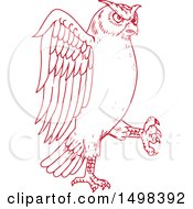 Poster, Art Print Of Sketched Red Great Horned Owl Marching