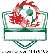 Red Welsh Dragon Around A Soccer Ball Over A Shield